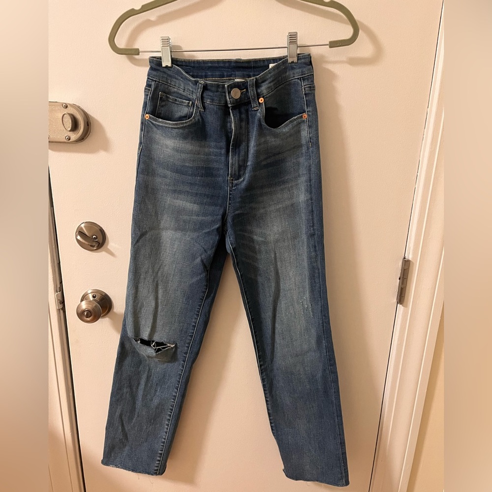 Blank NYC distressed straight leg jeans